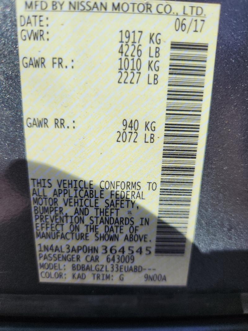 2017 NISSAN ALTIMA 2.5 #3274643790