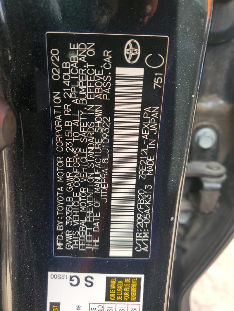 2020 TOYOTA COROLLA LE - JTDEPRAE8LJ109322