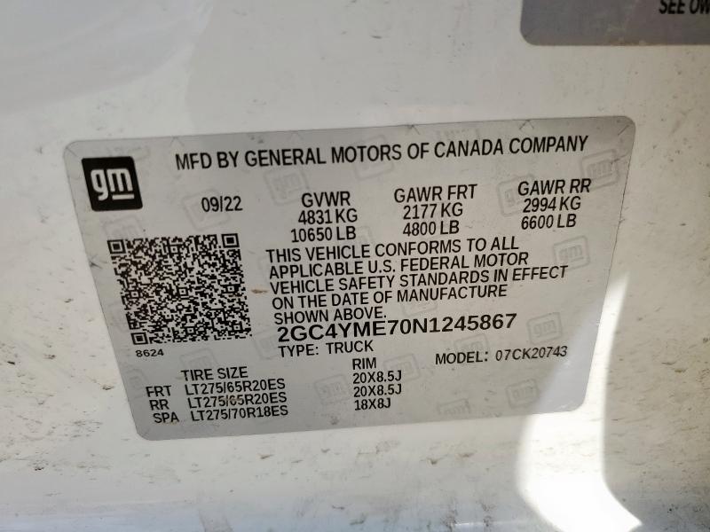 2022 CHEVROLET SILVERADO K2500 CUSTOM #3265920522