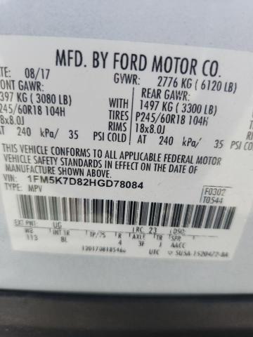 2017 FORD EXPLORER X 1FM5K7D82HGD78084