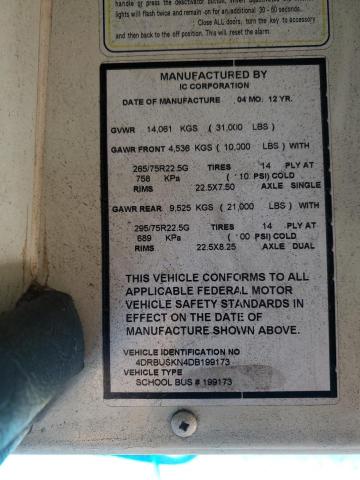 2013 IC CORPORATION CE SERIES SCHOOL - 4DRBUSKN4DB199173