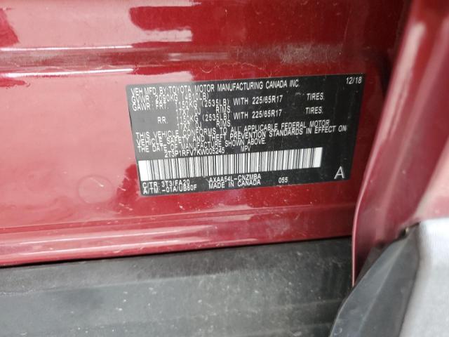 2019 TOYOTA RAV4 XLE - 2T3P1RFV7KW005245