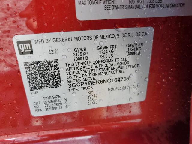 2022 CHEVROLET SILVERADO - 3GCPYBEK6NG164756