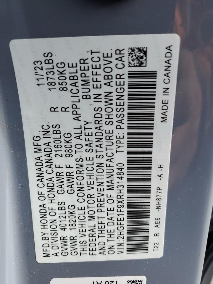 Lot #3309619563 2024 HONDA CIVIC TOUR