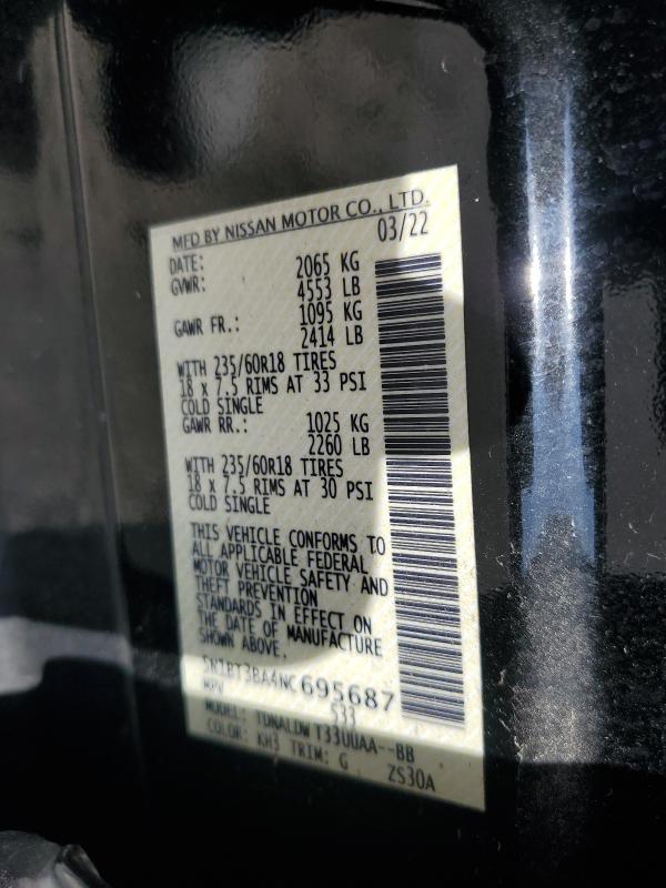 2022 NISSAN ROGUE SV #3301879428