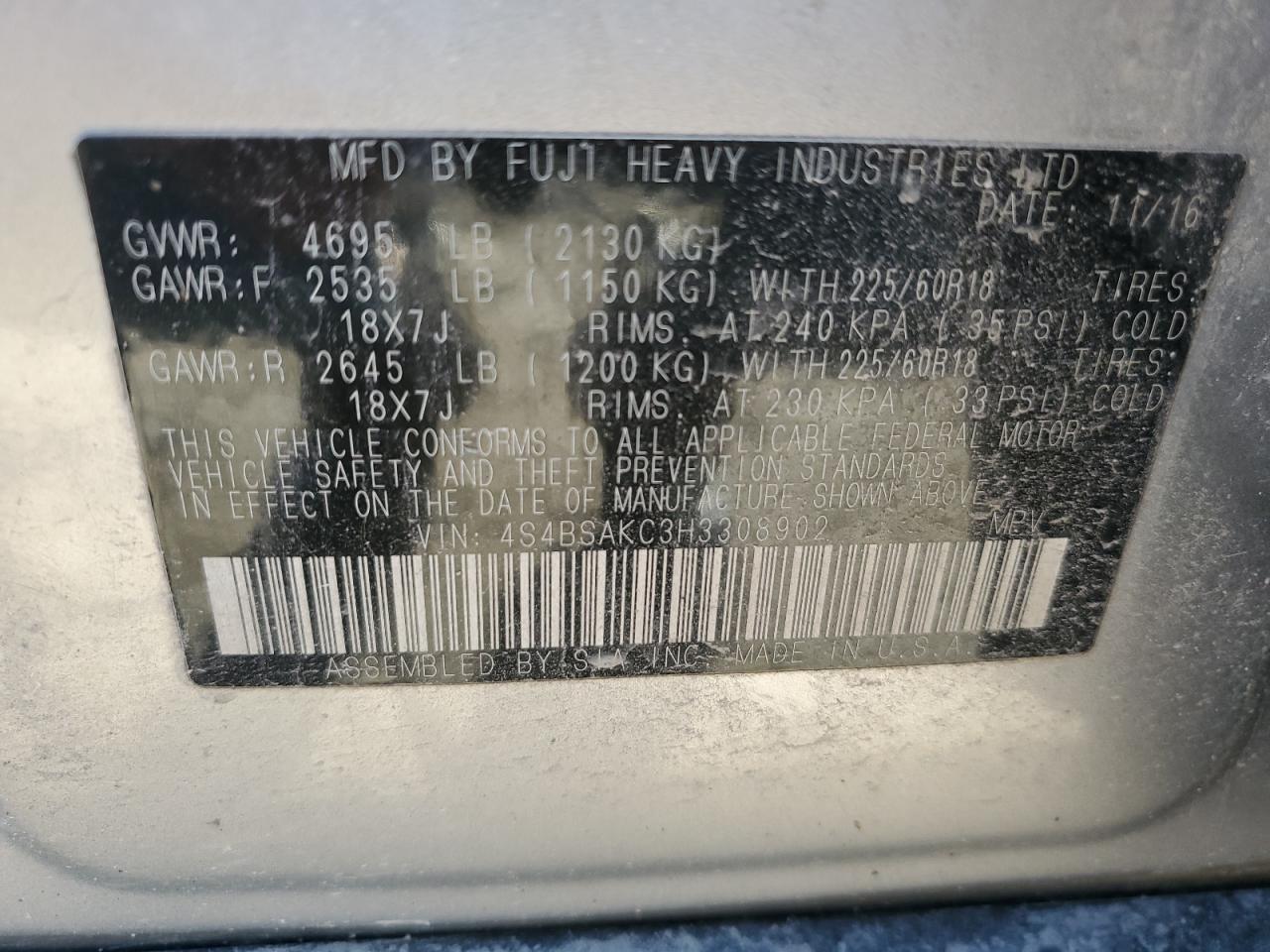 SUBARU OUTBACK 2.5I LIMITED