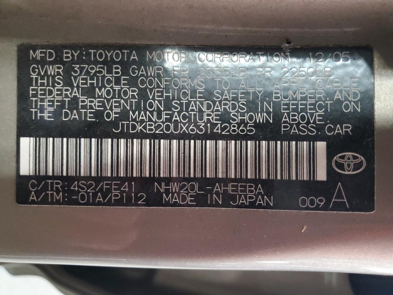 Lot #3265127810 2006 TOYOTA PRIUS