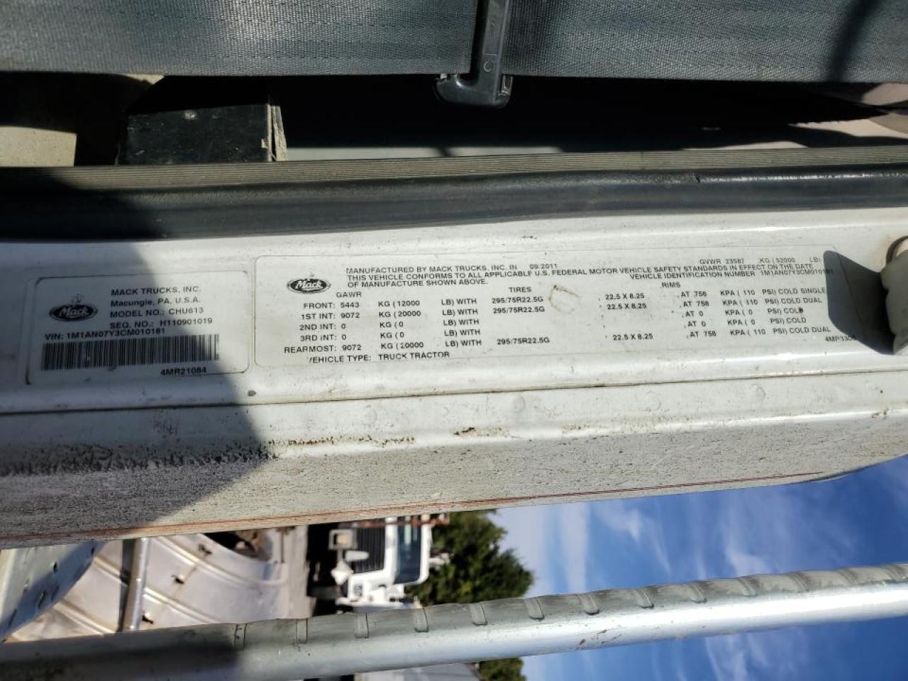 Lot #3286761310 2012 MACK 600 CHU600