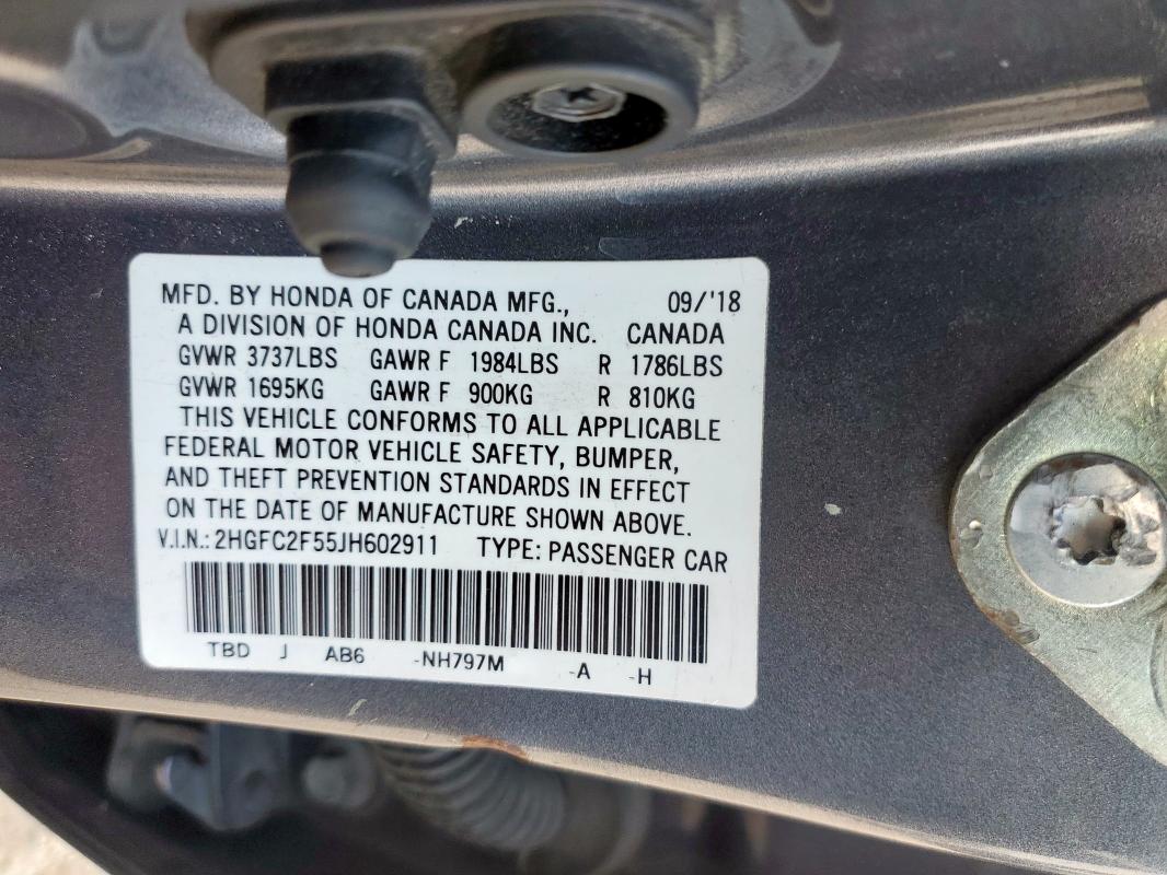 2018 HONDA CIVIC LX - 2HGFC2F55JH602911