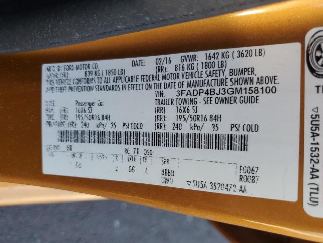 2016 FORD FIESTA SE - 3FADP4BJ3GM158100