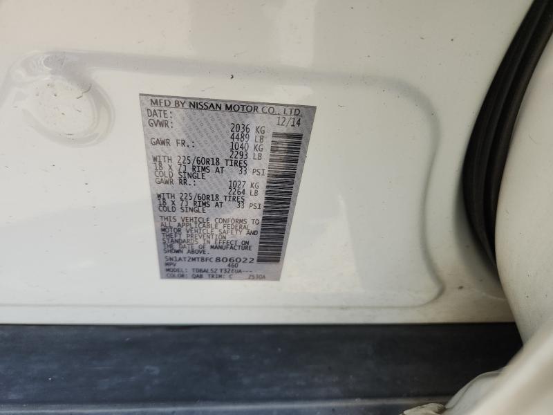 2015 NISSAN ROGUE SL 5N1AT2MT8FC806022