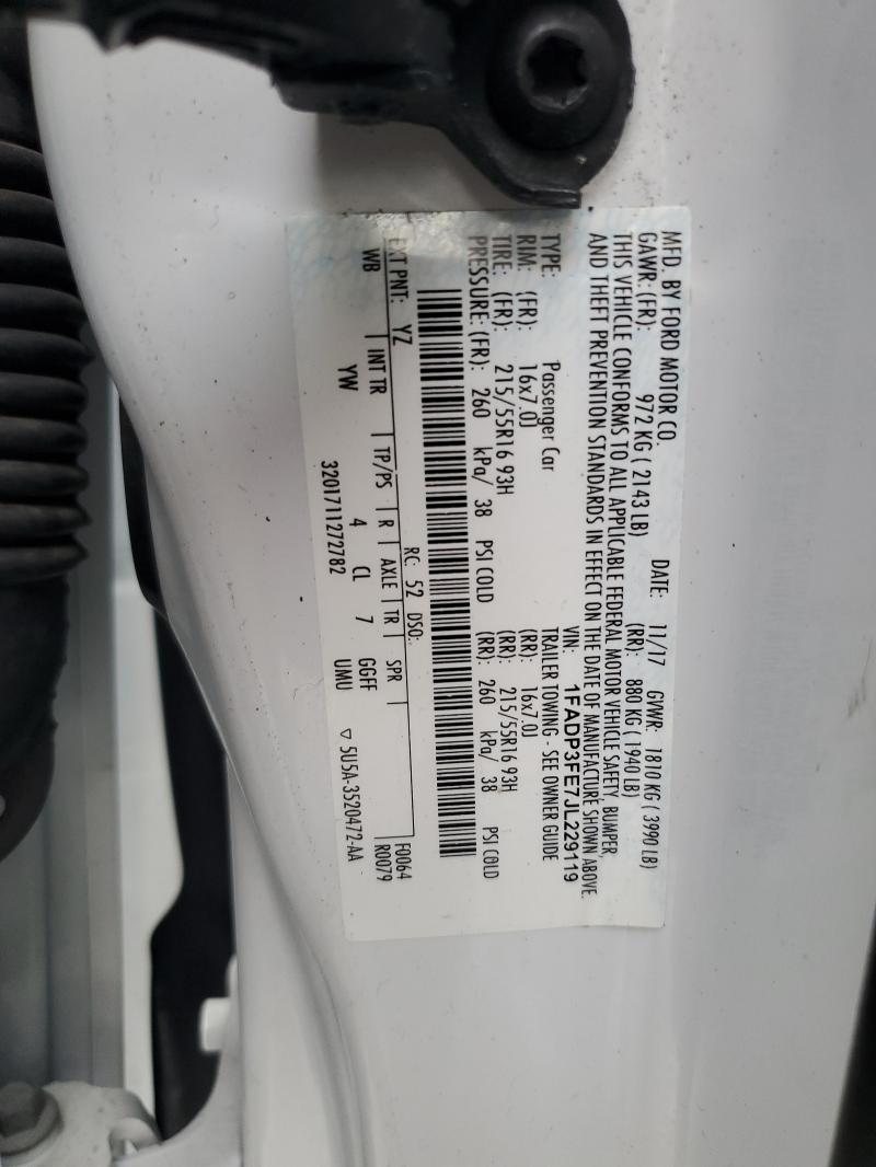 2018 FORD FOCUS SE - 1FADP3FE7JL229119