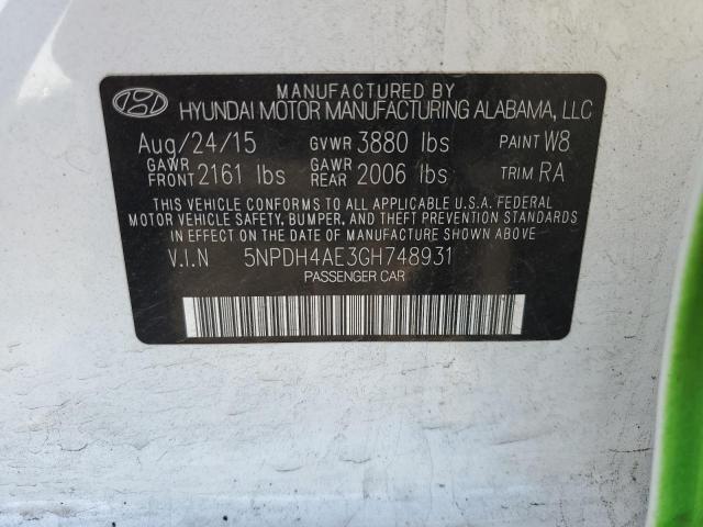 2016 HYUNDAI ELANTRA SE 5NPDH4AE3GH748931