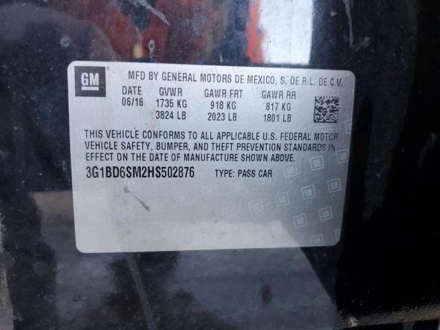 2017 CHEVROLET CRUZE LT 3G1BD6SM2HS502876