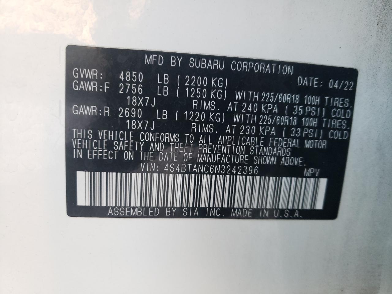 SUBARU OUTBACK LIMITED