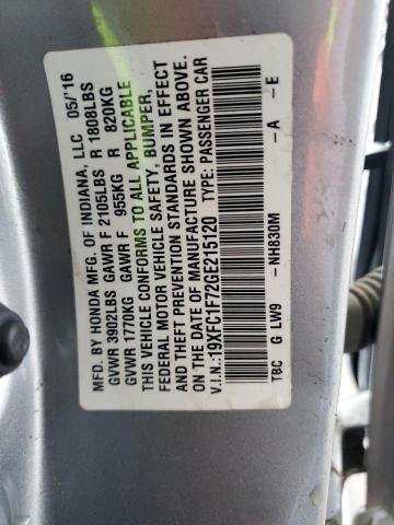 2016 HONDA CIVIC EXL - 19XFC1F72GE215120