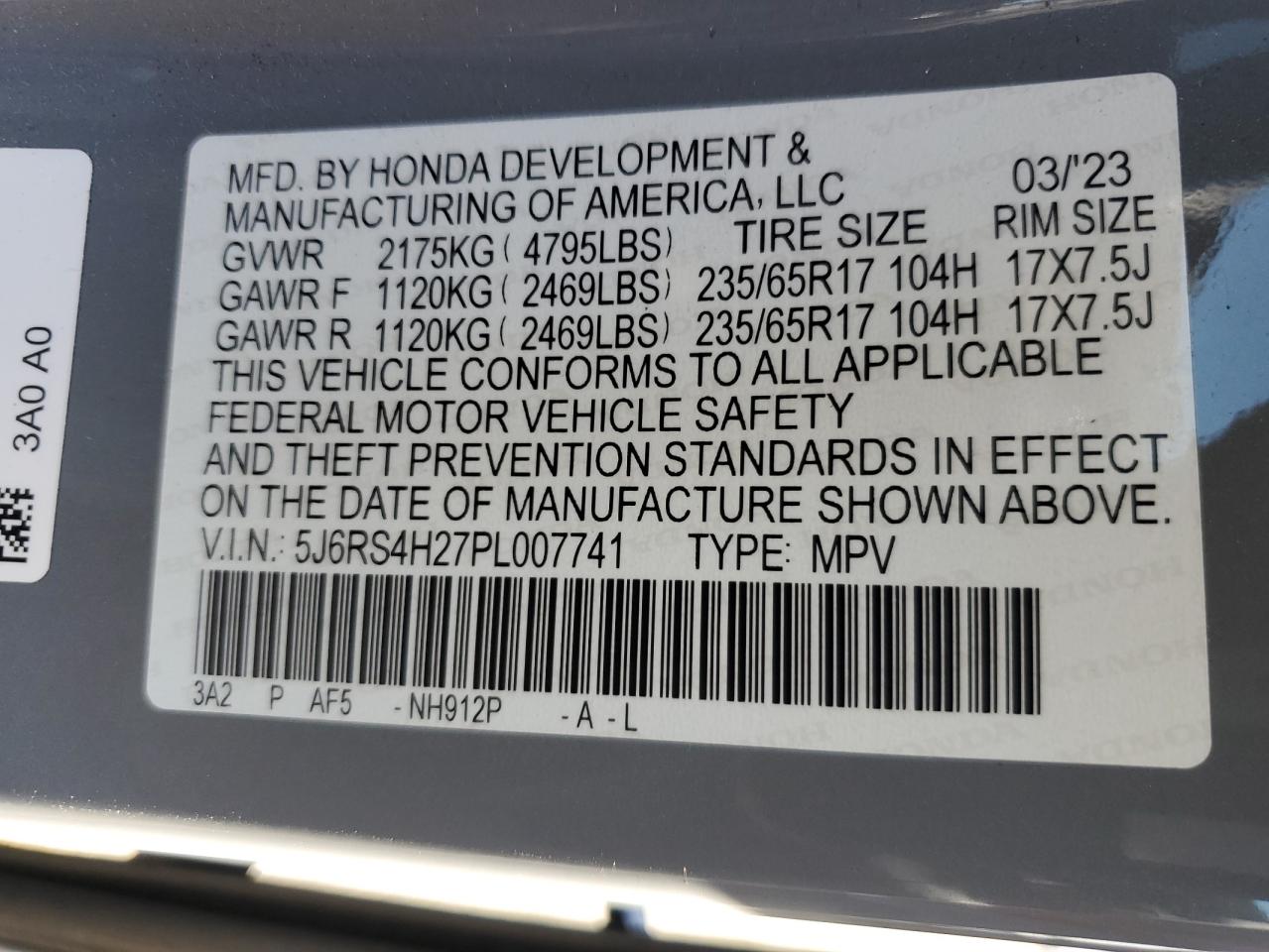 Lot #3302796887 2023 HONDA CR-V LX