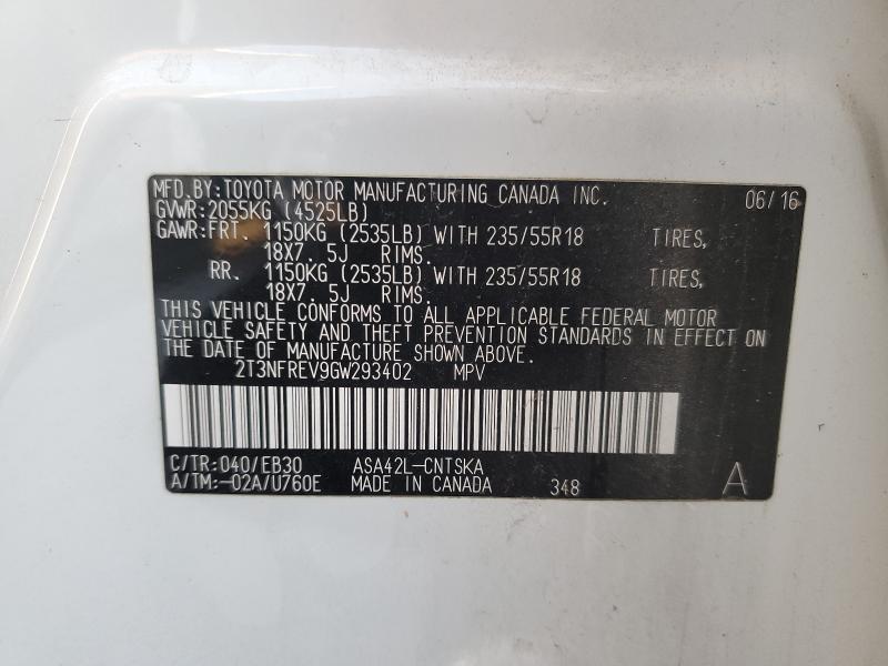 2016 TOYOTA RAV4 SE 2T3NFREV9GW293402