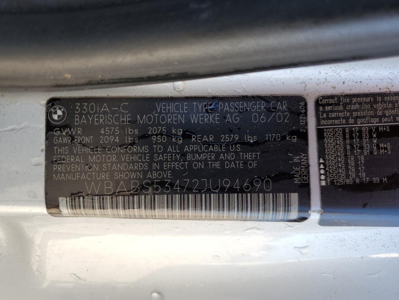 Lot #3285733662 2002 BMW 330 CI