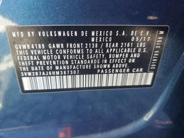 2017 VOLKSWAGEN JETTA S - 3VW2B7AJ6HM387307