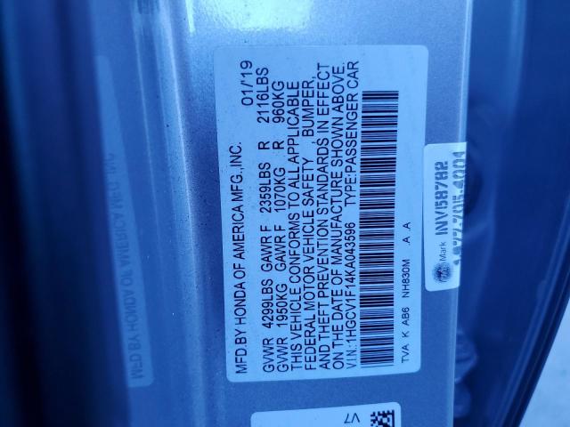 2019 HONDA ACCORD LX #3303051602