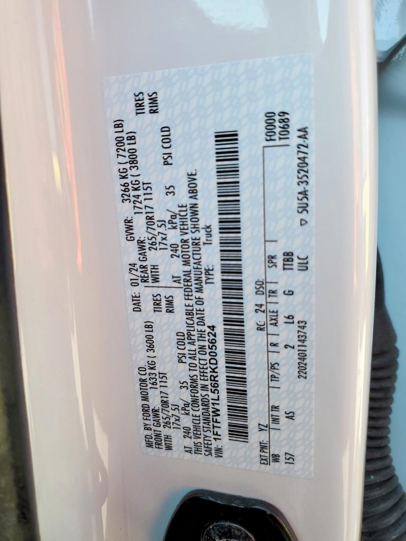 2024 FORD F150 XL 1FTFW1L56RKD05624