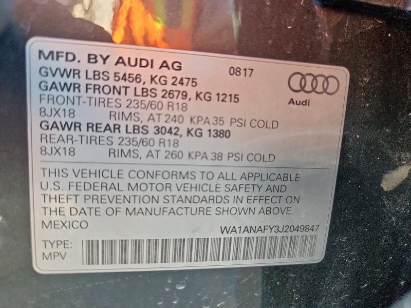 2018 AUDI Q5 PREMIUM WA1ANAFY3J2049847