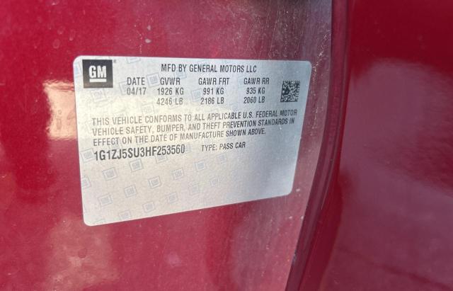 2017 CHEVROLET MALIBU HYB 1G1ZJ5SU3HF253560