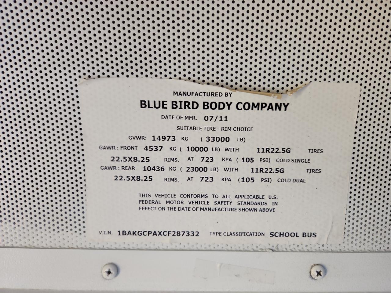 Lot #3268363261 2012 BLUE BIRD SCHOOL BUS