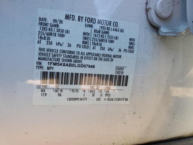 2020 FORD EXPLORER P #3297111489