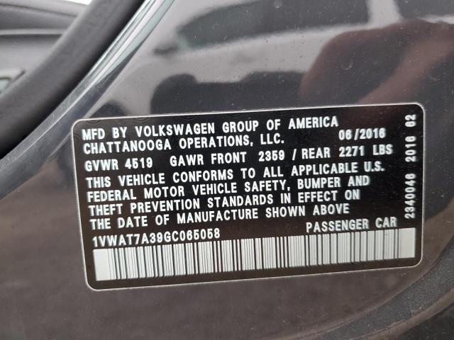 2016 VOLKSWAGEN PASSAT S - 1VWAT7A39GC065058