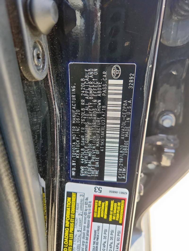 2020 TOYOTA CAMRY XSE - 4T1K61AKXLU374718