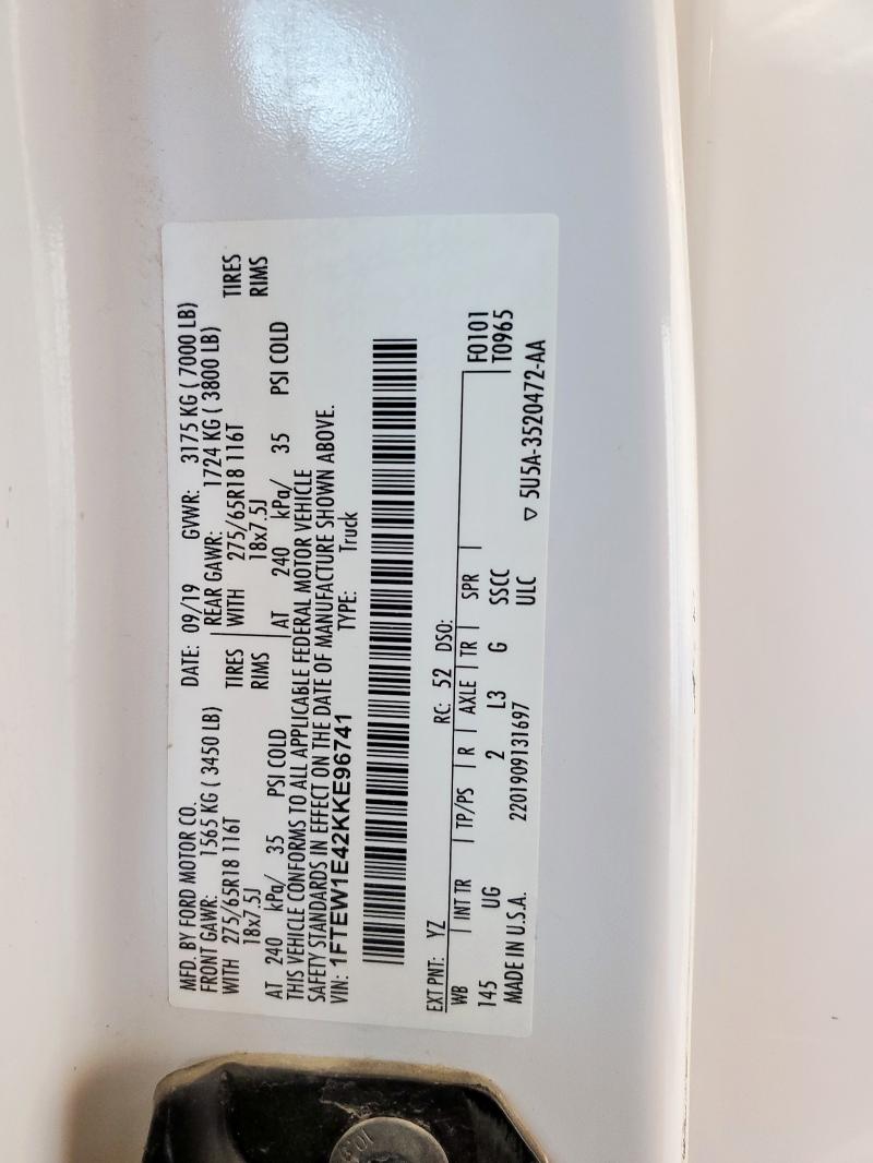 2019 FORD F150 SUPERCREW - 1FTEW1E42KKE96741