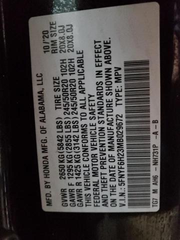 2021 HONDA PILOT SE - 5FNYF6H23MB029672