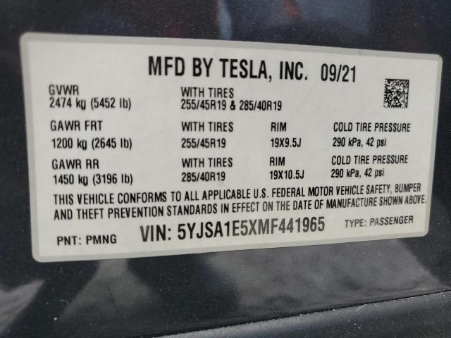 2021 TESLA MODEL S - 5YJSA1E5XMF441965