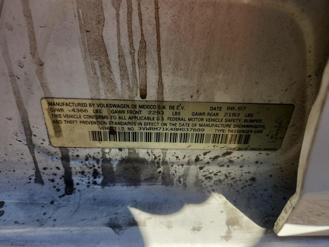 Lot #3276406665 2008 VOLKSWAGEN JETTA SE