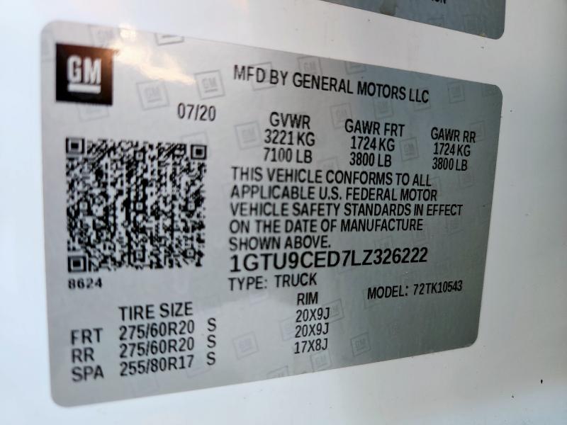 2020 GMC SIERRA K15 - 1GTU9CED7LZ326222