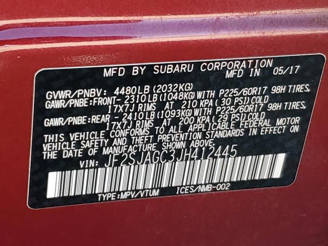 2018 SUBARU FORESTER 2 - JF2SJAGC3JH412445