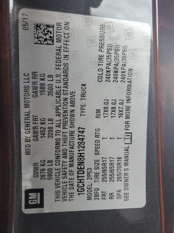 2017 CHEVROLET COLORADO Z71 1GCHTDEN8H1284747