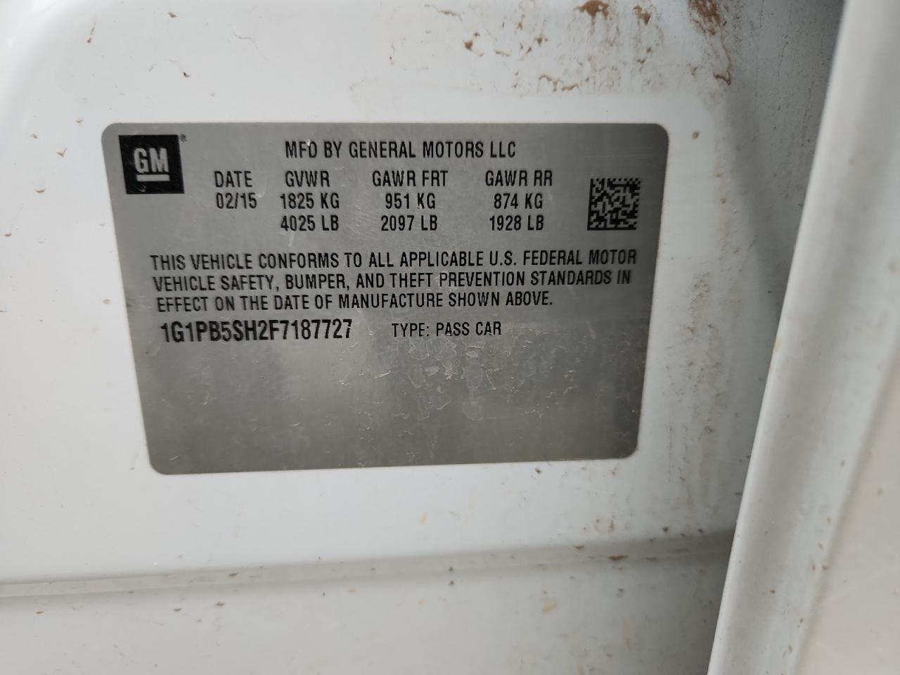 Lot #3310362951 2015 CHEVROLET COROLLA