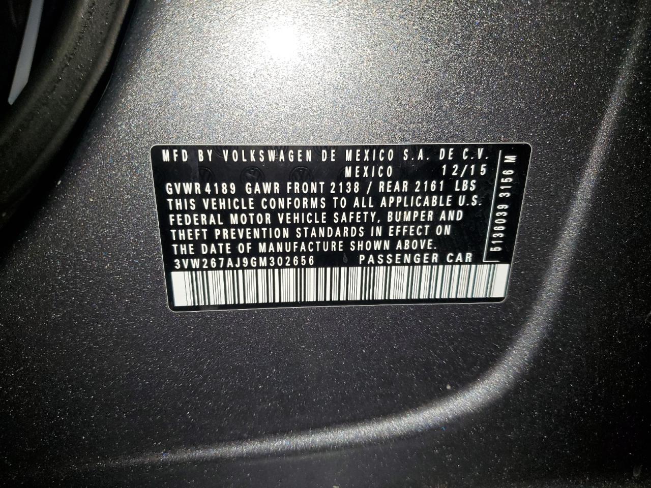 Lot #3304148494 2016 VOLKSWAGEN JETTA S