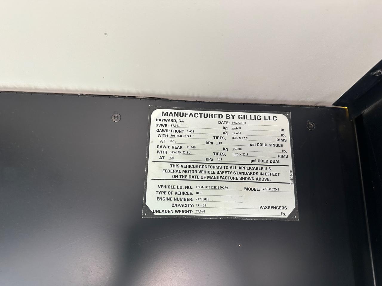 Lot #3286752342 2011 GILLIG TRANSIT BU