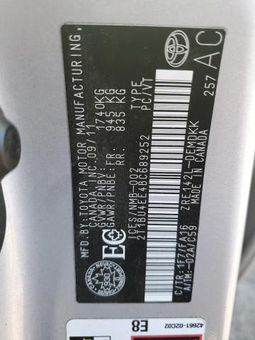 2011 TOYOTA COROLLA BA - 2T1BU4EE4BC689252