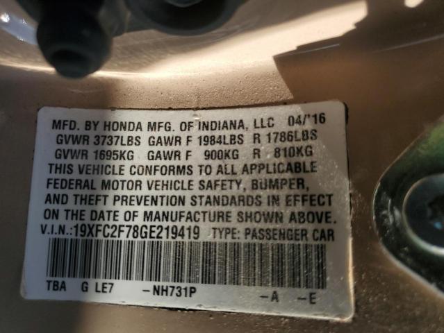 2016 HONDA CIVIC EX 19XFC2F78GE219419