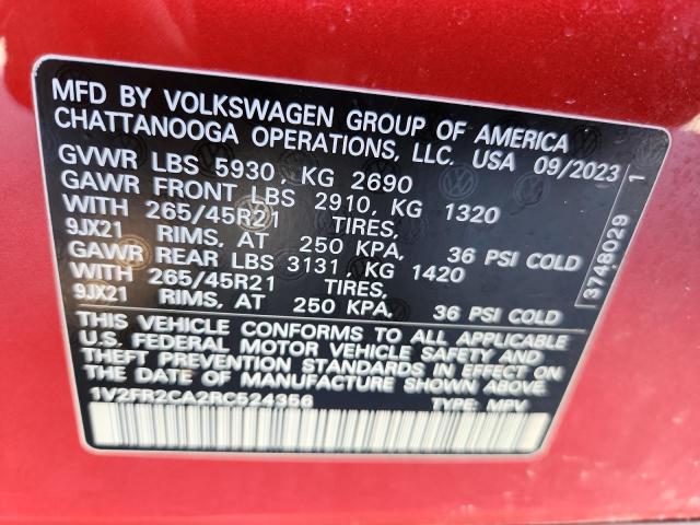 2024 VOLKSWAGEN ATLAS SEL - 1V2FR2CA2RC524356