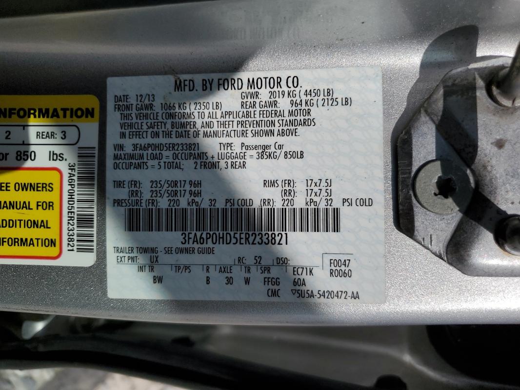 2014 FORD FUSION SE - 3FA6P0HD5ER233821