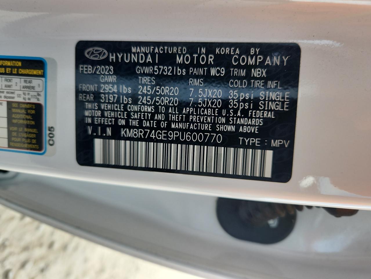 Lot #3302710041 2023 HYUNDAI PALISADE C