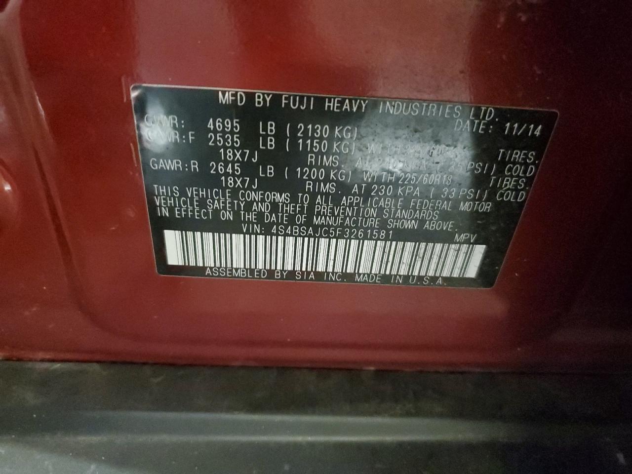 SUBARU OUTBACK 2.5I LIMITED