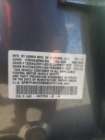 2013 HONDA PILOT LX - 5FNYF4H22DB062473