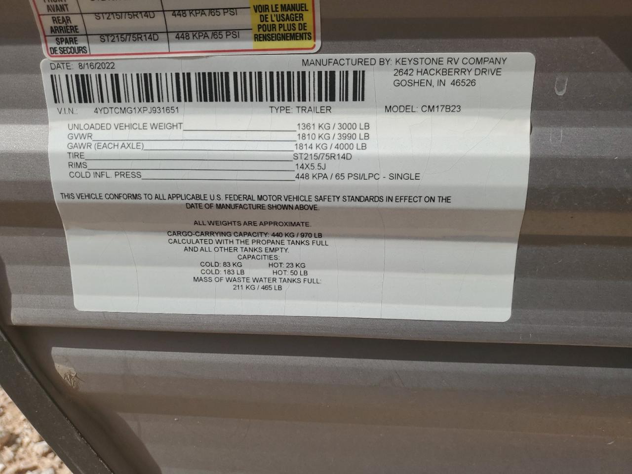 Lot #3271685344 2023 KEYSTONE COLEMAN